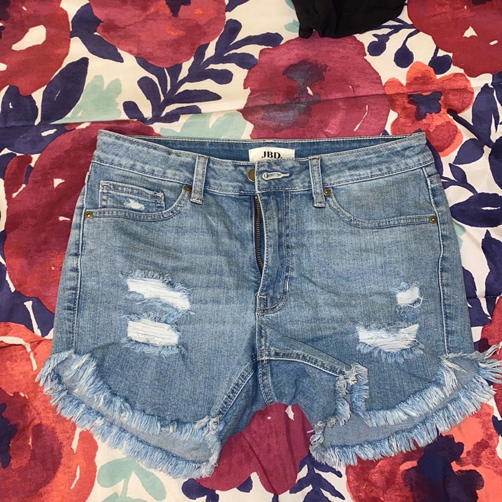 Just Black Denim frayed shorts